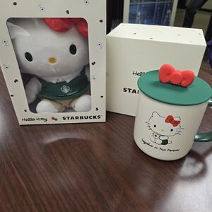 Sanrio Hello Kitty Mug and Plush Set - Red, Green, White